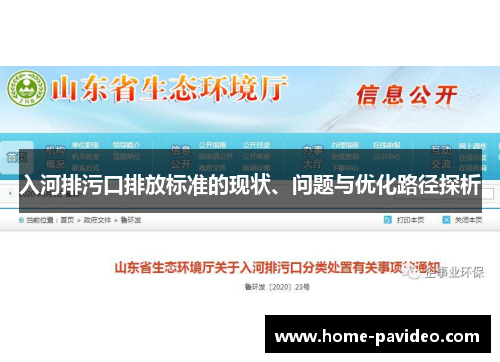 入河排污口排放标准的现状、问题与优化路径探析 入河排污口排放标准的现状、问题与优化路径探析